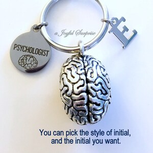 Llavero de psicólogo, llavero de cerebro, llavero de estudiante de psicología, regalo para psicólogo, llavero de doctor, letra inicial de graduación personalizada