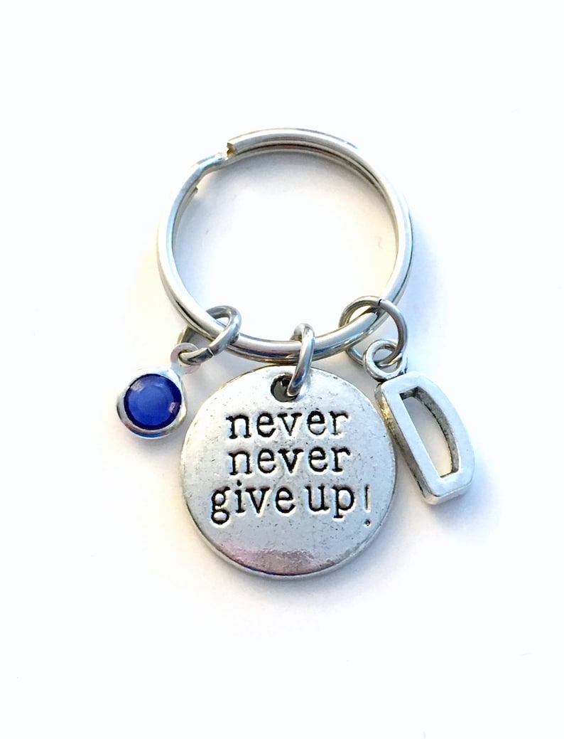 Personalized Gift for Survivor Hope Encouragement Love get better Silver Crossfit Keyring Never Give up Key chain Motivational Keychain