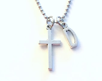 Cross Necklace for Man / Religious Gift for Men / Teen Boy Teenage Jewelry / Stainless steel bead ball chain / Crucifix Jewelry