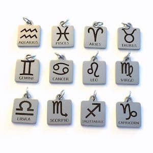 Zodiac Charm Add on listing single Pendant Silver Aries Taurus Gemini Cancer Leo Virgo Libra Scorpio Sagittarius Capricorn Aquarius Pisces