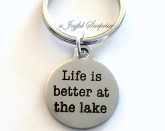 Life is better at the Lake KeyChain, Cottage Keyring, Retirement Key chain, For Vacation House Lakehouse keys, Dad Mom Gift Present