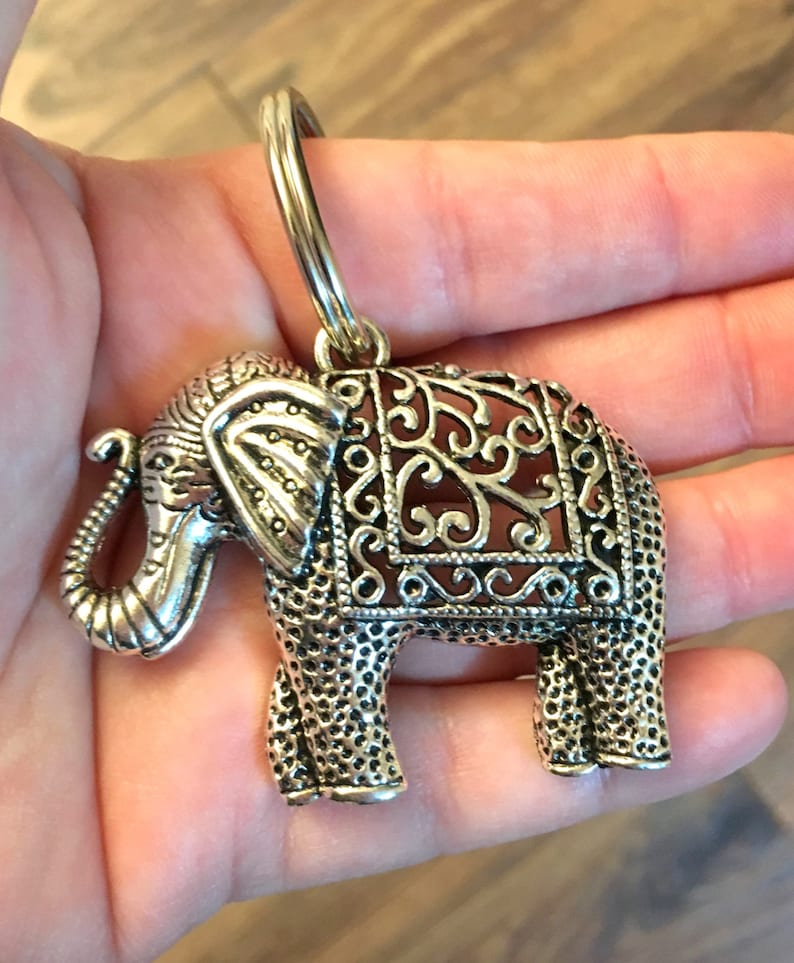 Large Elephant Keychain Animal Key Chain Strength and Etsy