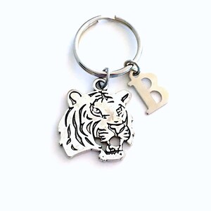 Tiger KeyChain / Silver Cat Keyring / Animal Key chain / Tiger King of the Jungle Jewelry / Silver charm / Gift for Son Daughter / Lion Head image 4