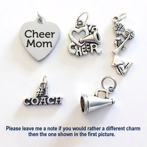 Cheer Necklace, Gift for Cheerleader Present, Cheerleading Jewelry, Circle Silver Charm initial letter birthstone Teen Girl Coach child lady image 5