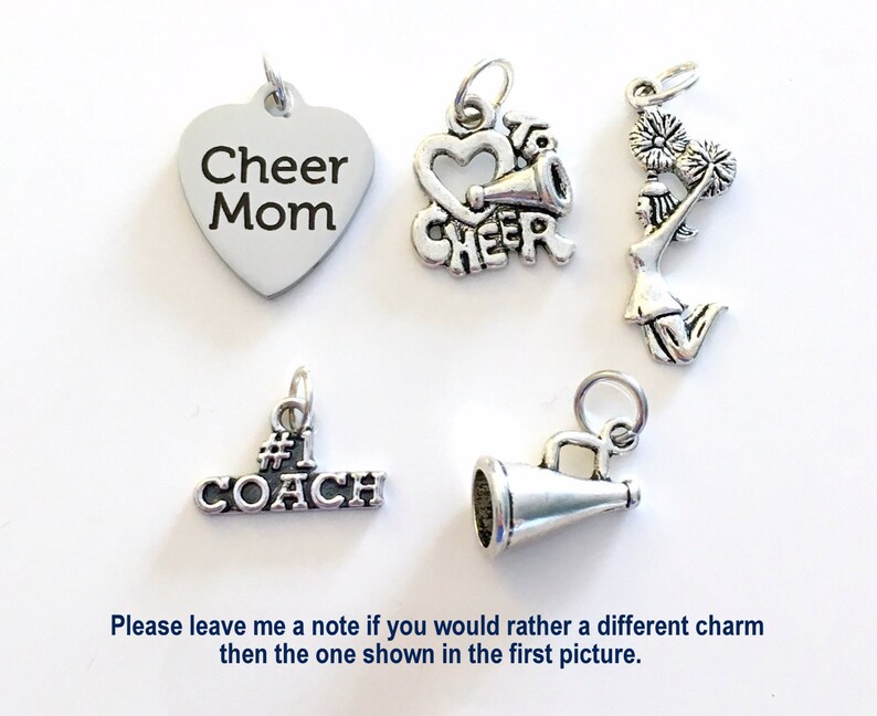 Cheer Necklace, Gift for Cheerleader Present, Cheerleading Jewelry, Circle Silver Charm initial letter birthstone Teen Girl Coach child lady image 5