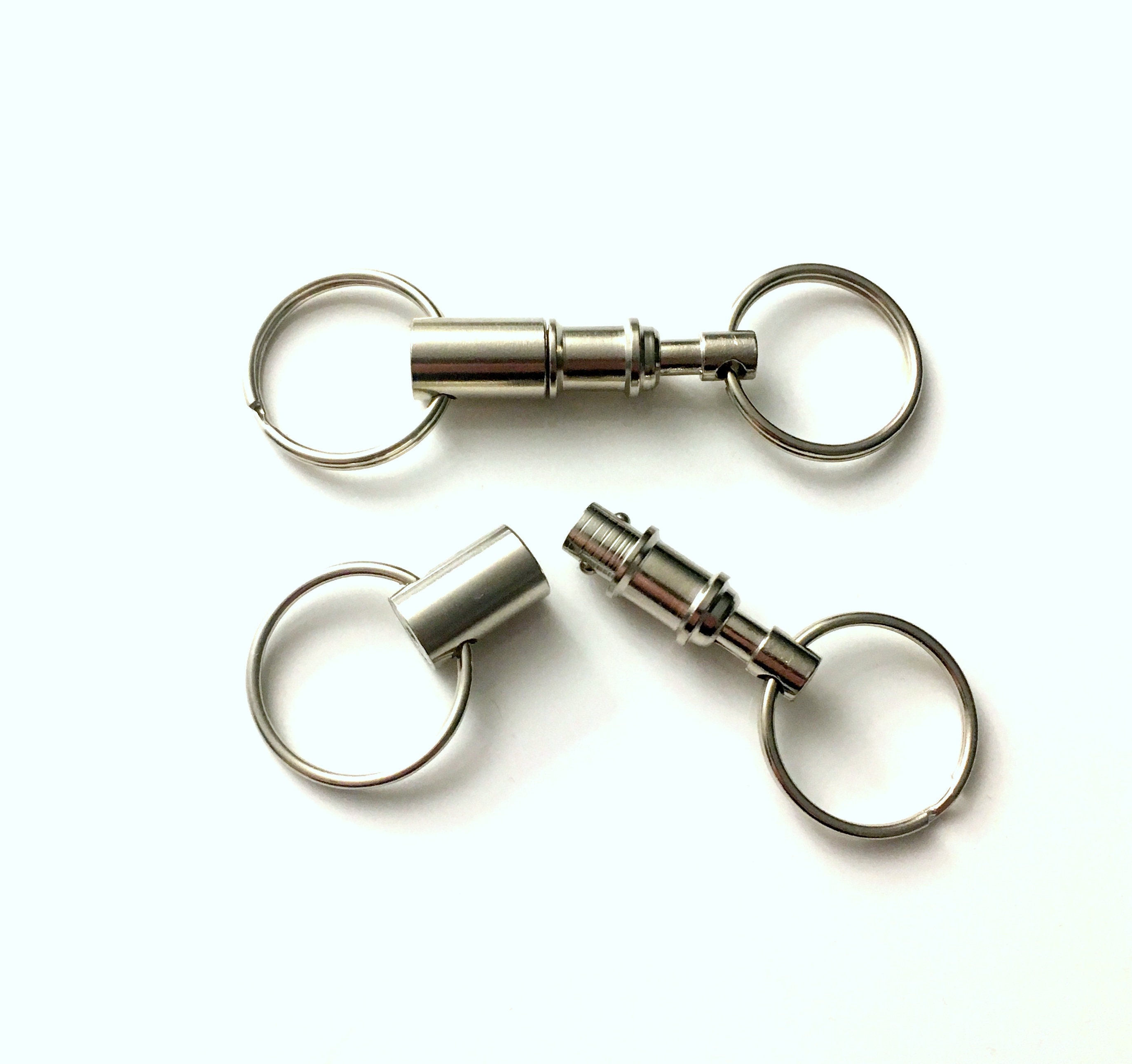 6 Portachiavi A Sgancio Rapido Doppio Anello - In Lega Di Ferro, Staccabili, 8 Cm, Per Chiavi E Zaini