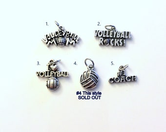 Volleyball Charm, Add on to any of my listings 1 single Pendant, Silver I love Volleyball Mom Volley Ball Rocks coach Pendant Pewter Charms