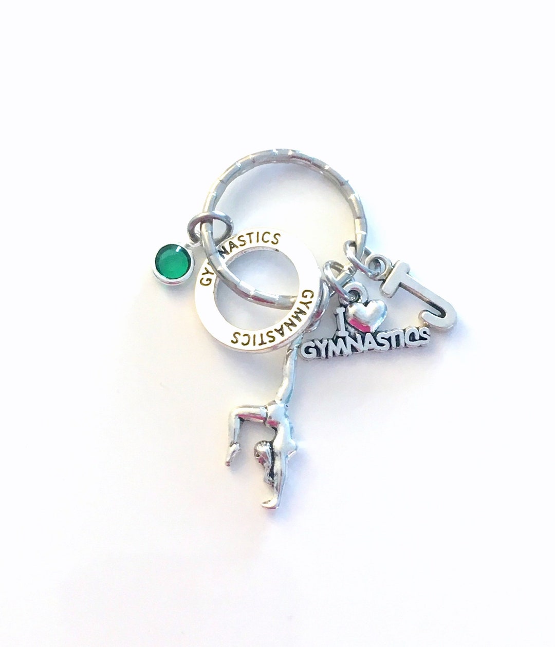 Gymnastic Keychain, Silver Gymnast Key Chain, Gym Keyring, Gift for