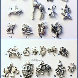 Silver Charm, Add on ANY charm from my shop to your purchase, Antique silver, Necklace, Keychain, Bracelet bookmark 1 single Pendant steel image 9