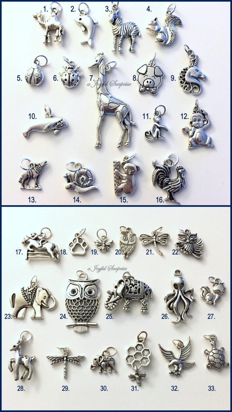 Silver Charm, Add on ANY charm from my shop to your purchase, Antique silver, Necklace, Keychain, Bracelet bookmark 1 single Pendant steel image 9