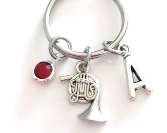 French Horn Keychain, Personalized Music Gift, Musician's Key Chain, Brass Instrument, Band teacher Keyring, Thank you Present