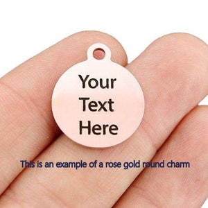 Custom engraving on stainless steel / or Engrave the back of your charm / laser engraved round, square, heart rectangle bar pendant Add on image 4