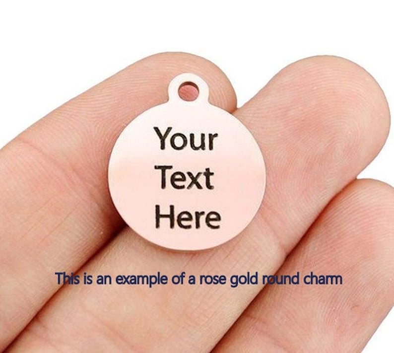 Custom engraving on stainless steel / or Engrave the back of your charm / laser engraved round, square, heart rectangle bar pendant Add on image 4