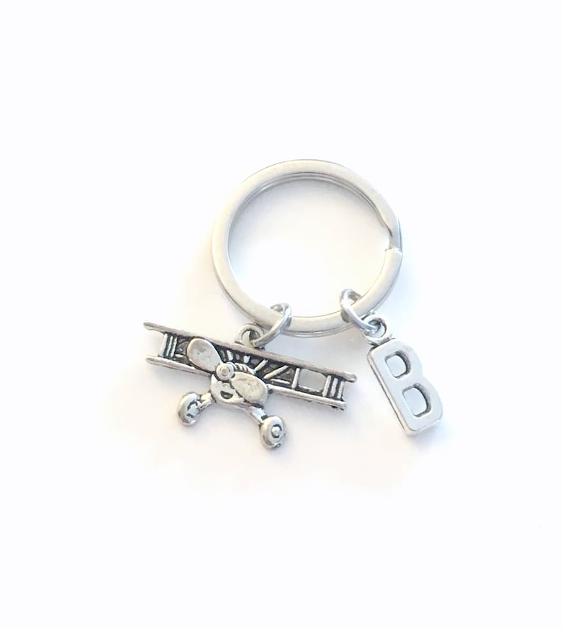 Airplane Key Chain Pilot's Keychain Silver Propeller Etsy