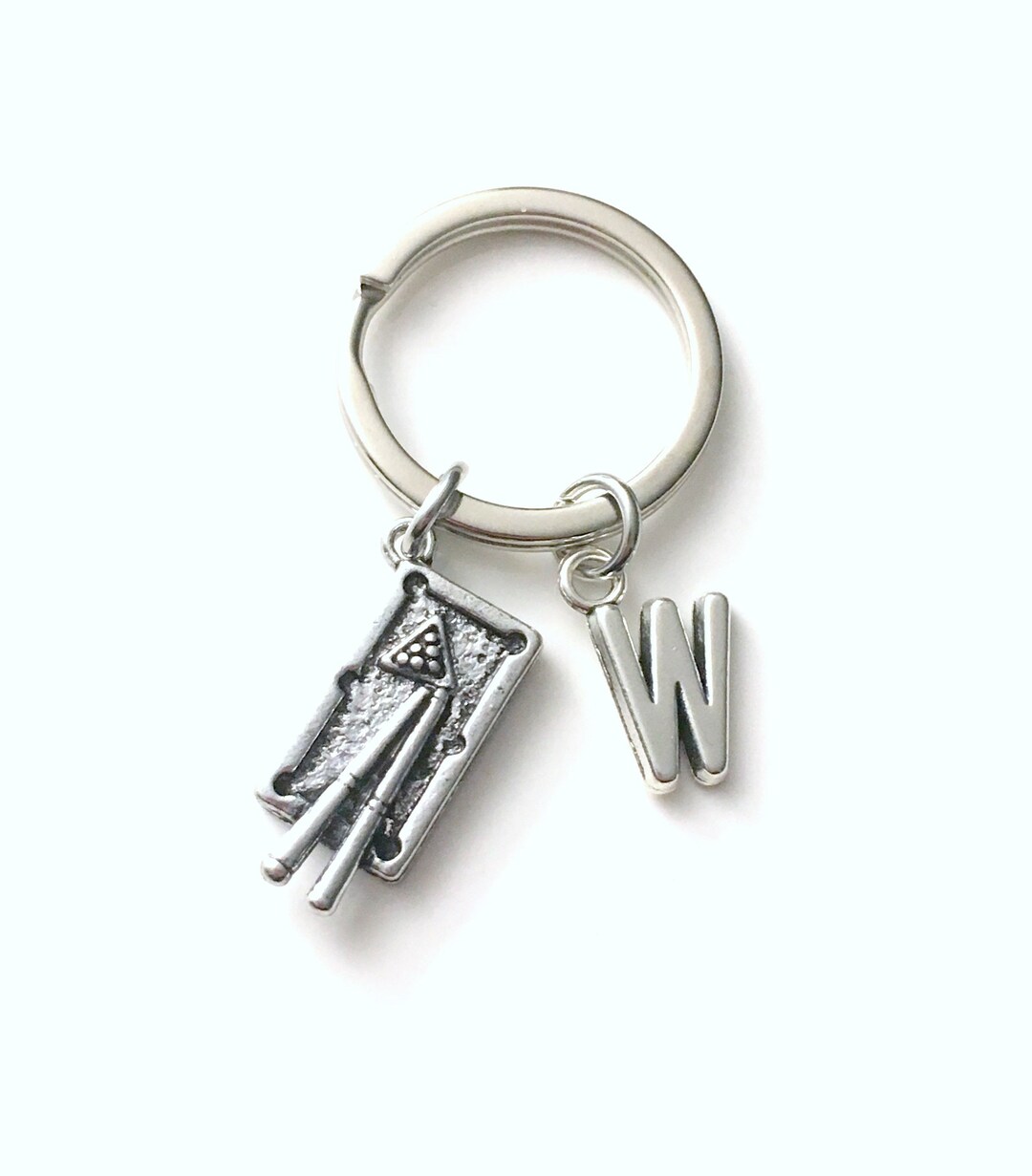 Pool Player Keychain, Billiards Table Key Chain, Game Keyring, Silver ...