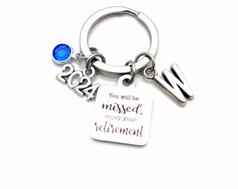 2024 Retirement Keychain / You will be missed, enjoy your retirement Key Chain / Coworker Keyring / Gift for Boss present / Co-worker Gift