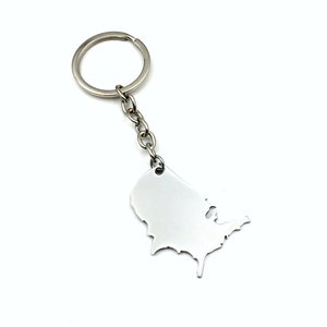 Porte-clés découpé carte des États-Unis / Porte-clés de la nouvelle citoyenneté américaine / Cadeau pour porte-clés de déploiement militaire américain / Porte-clés drapeau des États-Unis / Cadeau patriotique