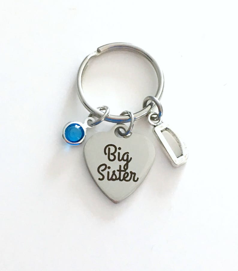 Gift for Big Sister Keychain, Sibling Key Chain, Sister Keyring, Brother available too, middle little baby Sis, Matching Present, Wedding image 1