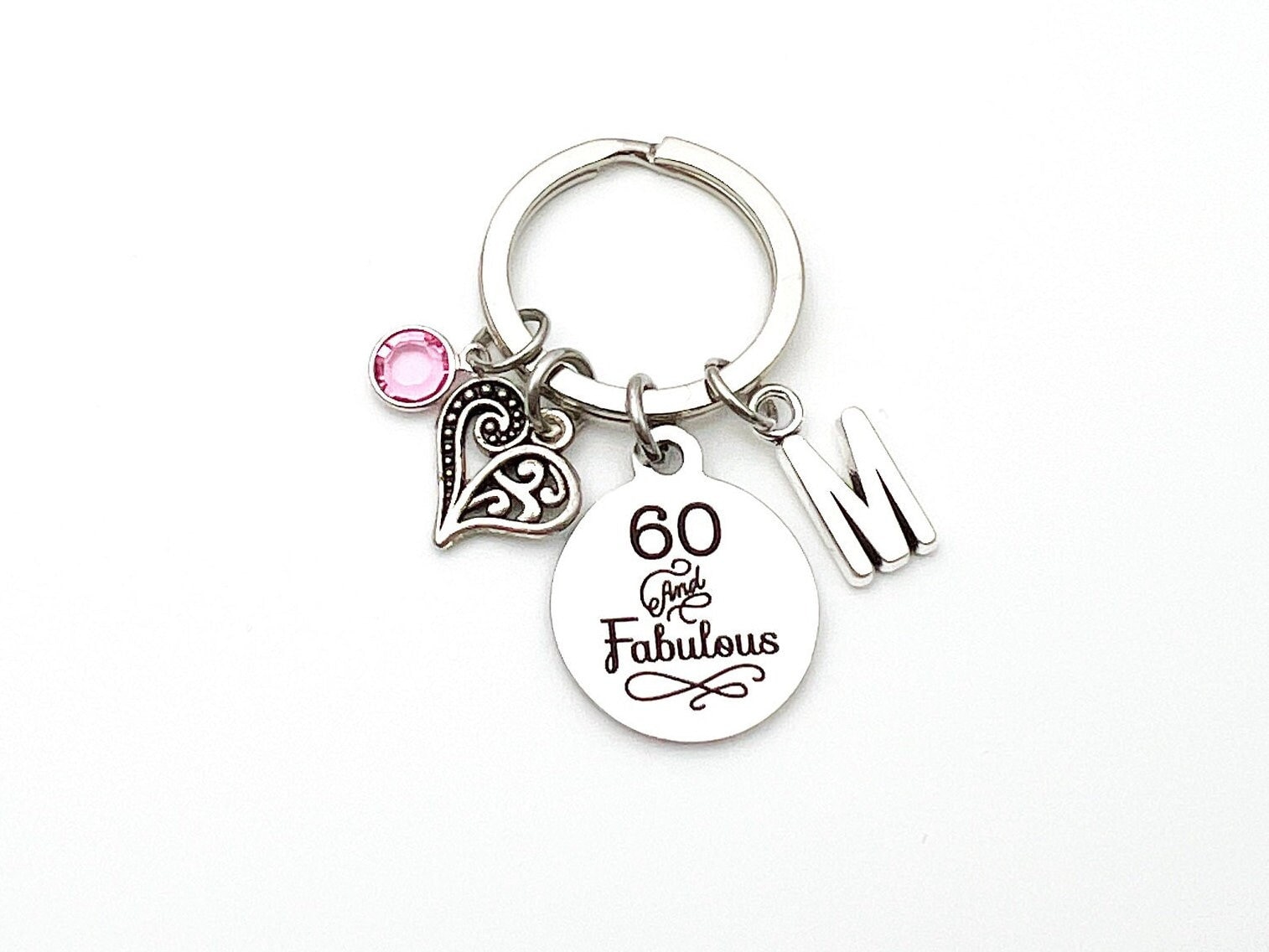 60th birthday gifts for women Keychain, Sixty Key Chain, 60 and Fabulous Keyring, Birthday Present for her, Mother Age Mom Best Friend BFF