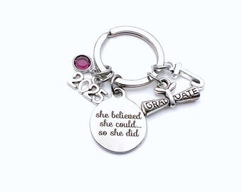 College Graduation Gift for Her Keychain, 2025 University Grad Student Key Chain, She believed she could so she did Present Canadian Seller