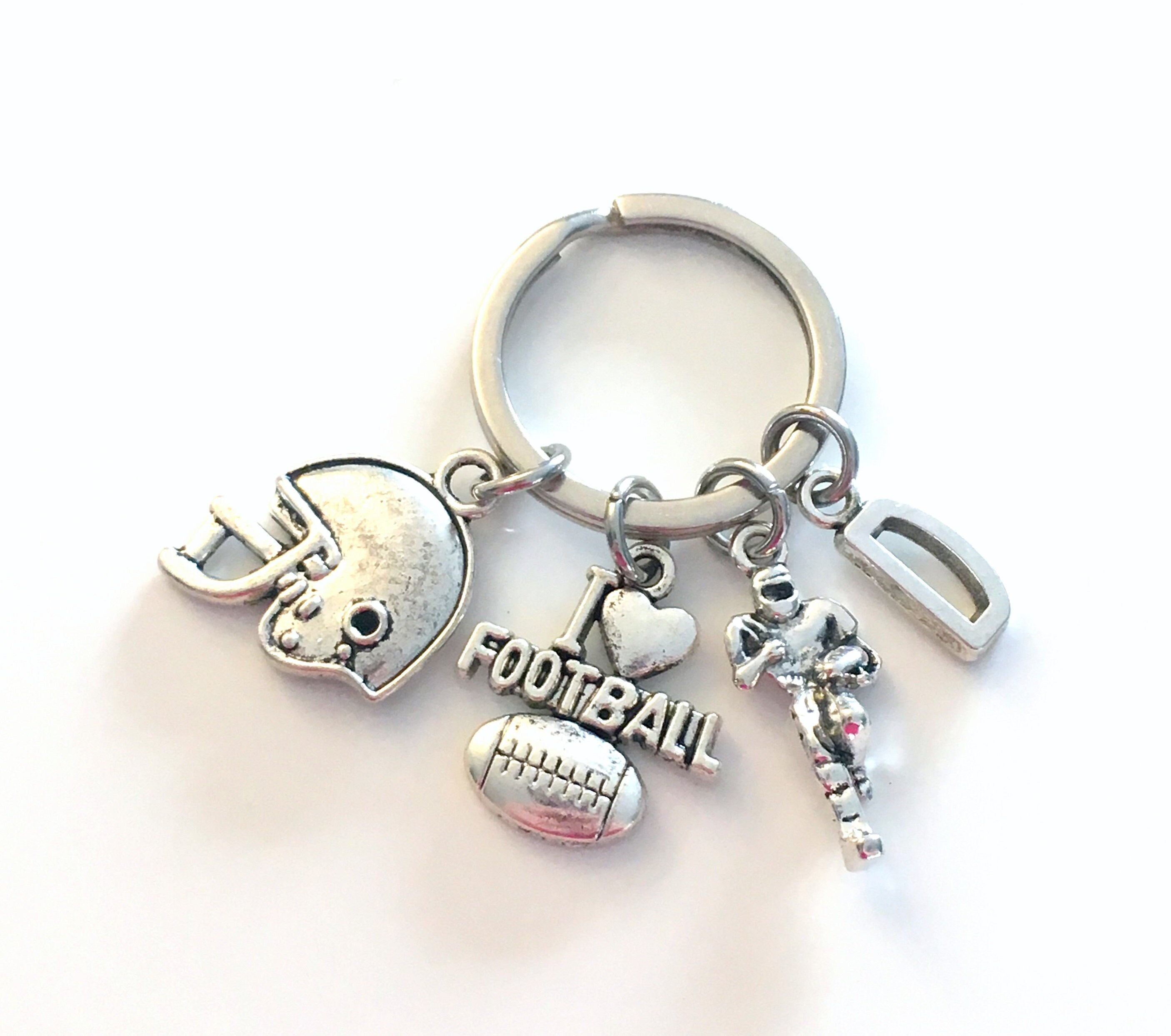 Football Keychain / Foot Ball Player Key Chain / I love Etsy