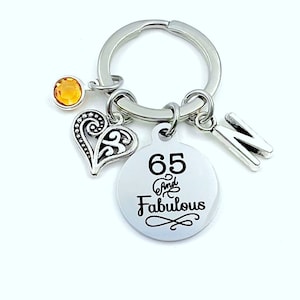 Cadeaux 65e anniversaire pour femme, porte-clés 65 ans, fabuleux porte-clés 65 ans, cadeau d'anniversaire pour elle, meilleure amie de maman de l'âge de sa mère