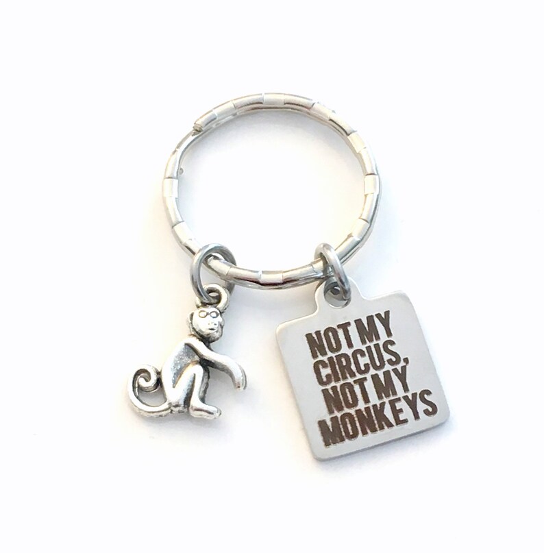 Gift for Boss Gift, Not my Circus, Not my Monkeys Keychain, Funny Coworker Gift Personalized Keyring Custom Key Chain letter initial her him image 8