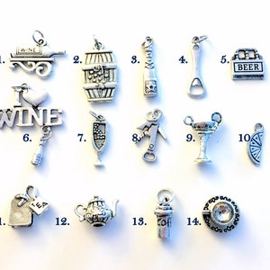 Breloque boisson boisson / Ajouter au panier / Un seul pendentif en argent / Bière, vin, thé, café, cadeau de tranches de fruit citron vert