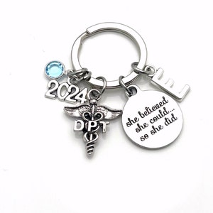 2024 DPT Graduation Gift / DPT Keychain / She believed she could so she did Key Chain / Doctor of Physical Therapy Keyring / Caduceus Her