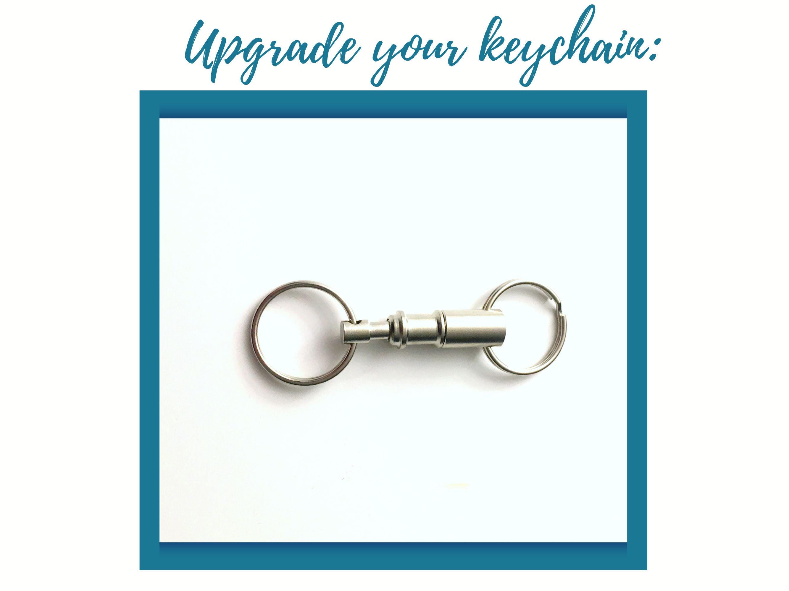 Silver Detachable Keychain, Double Ring Key Ring - 2 Sided Key