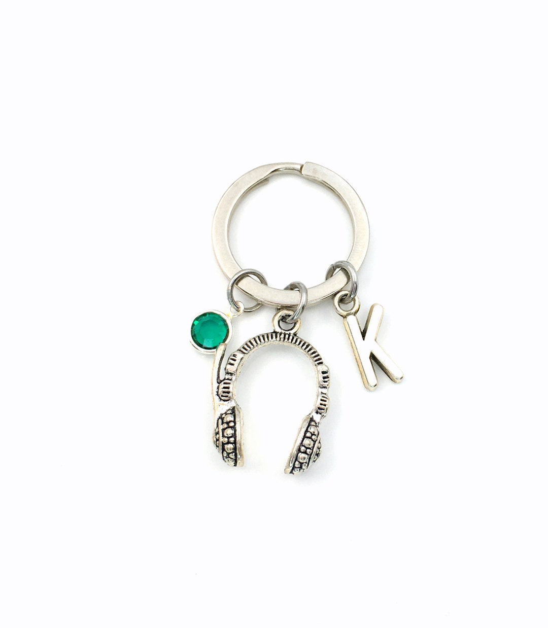 Headphones Keychain, Silver Headset Keyring, Earphones Keychain, Gift