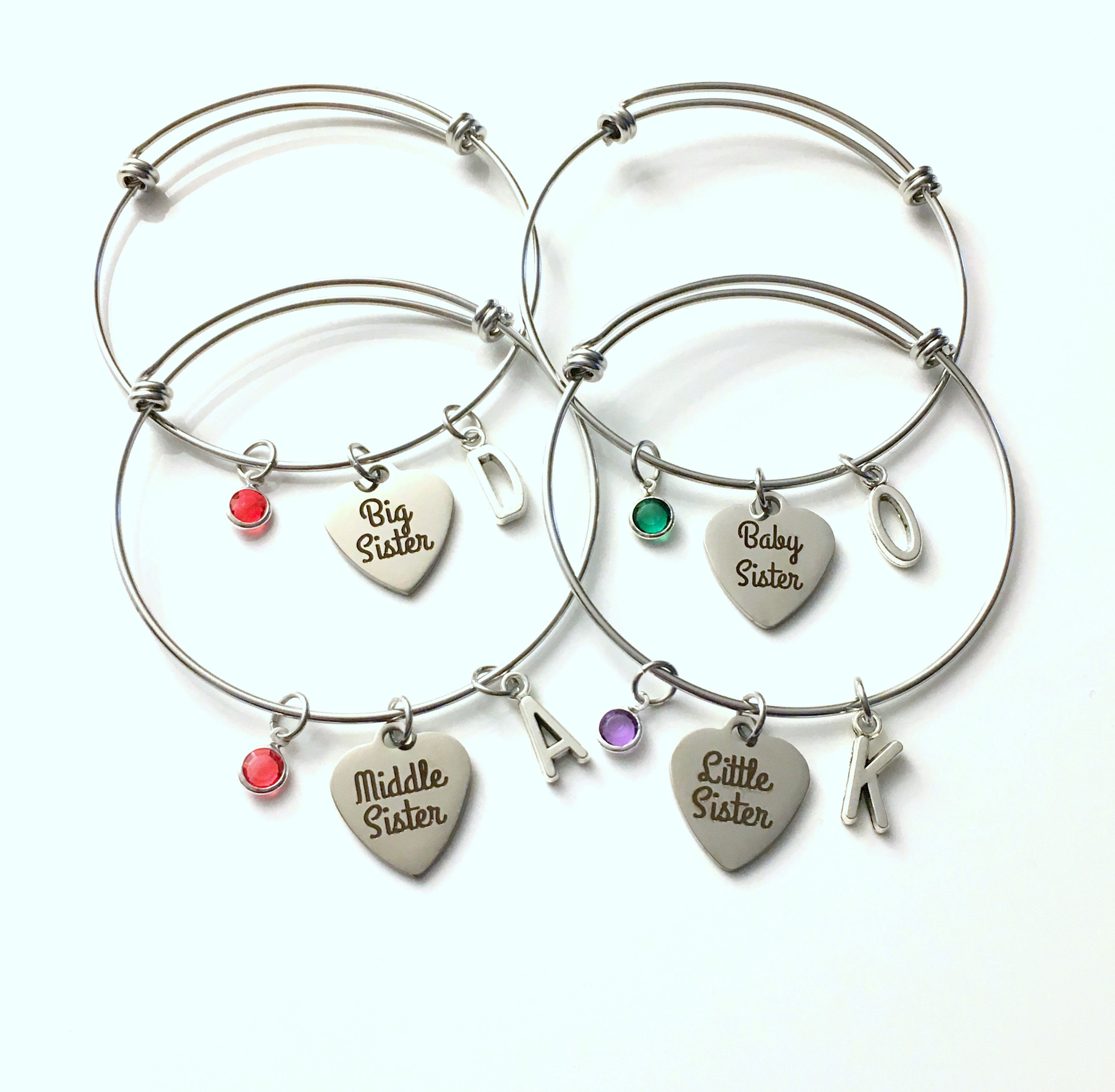 Sister Bracelets for 4 3 2 or 1 Gift for Baby Middle Little