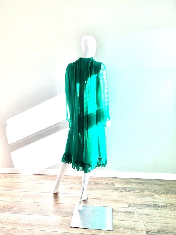 Vintage 1970s Green Chiffon Nat Kaplan Dress / 70… - image 10