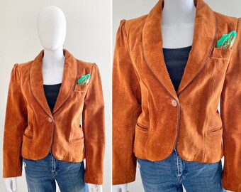 Vintage 1970s Suede Blazer / 70s leather blazer / 1970s leather jacket/ Size S M