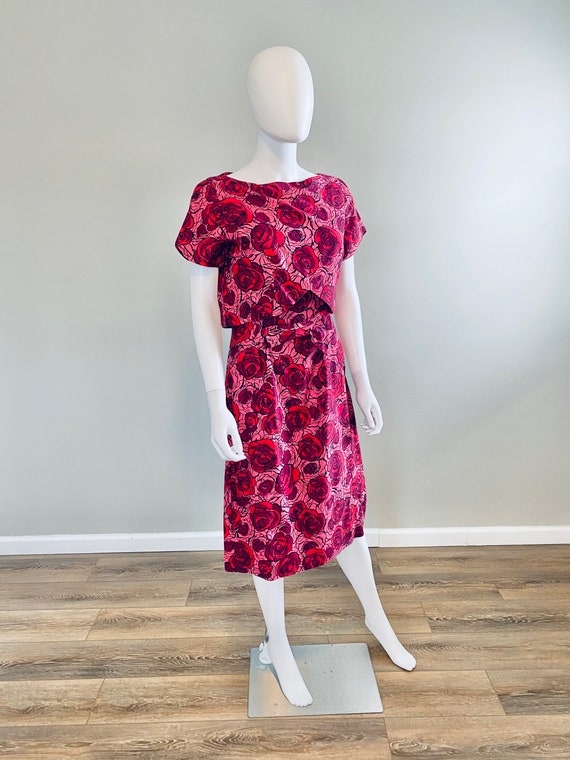 1960s Vintage Rose Print Dress / 60s floral print… - image 6