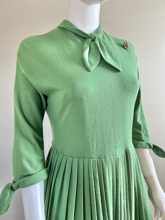 Vintage 60s Kelly Green Knit Maxi Dress, Puff Sleeve Mod Dress XS/S