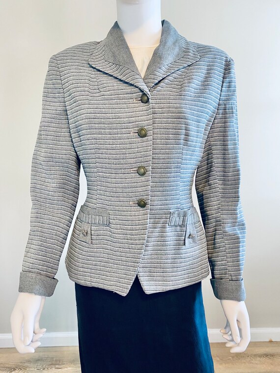 Vintage 1940s Grey Pinstriped Blazer / 40s suit j… - image 6