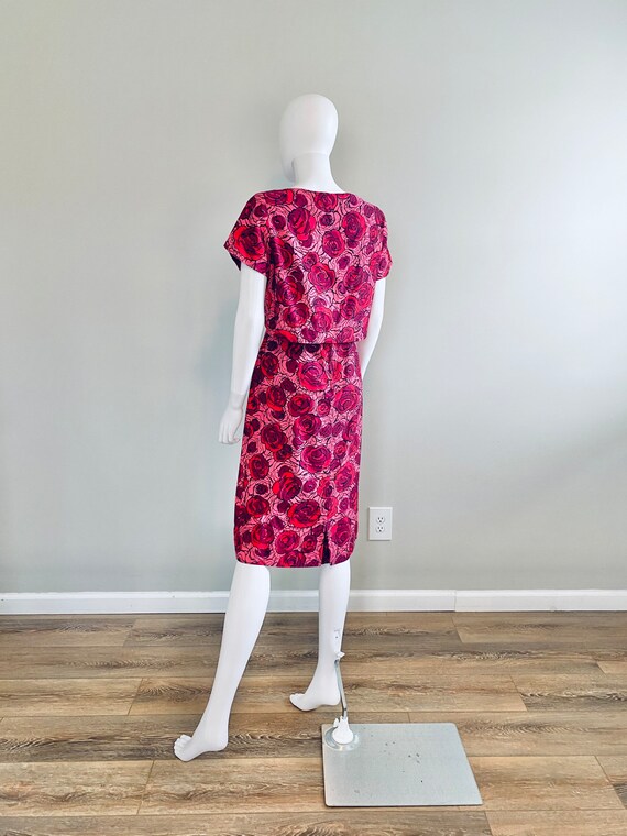 1960s Vintage Rose Print Dress / 60s floral print… - image 10