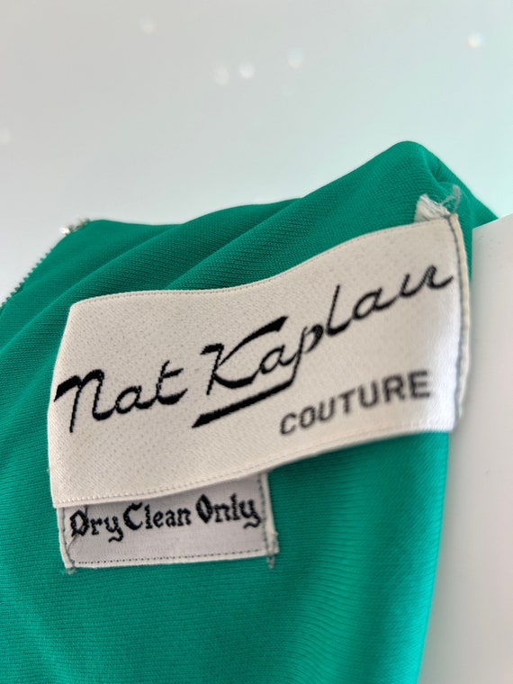 Vintage 1970s Green Chiffon Nat Kaplan Dress / 70… - image 9