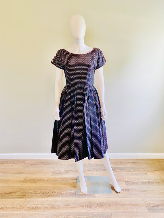 Vintage 1950s Black and Pink Fit and Flare Party … - image 9