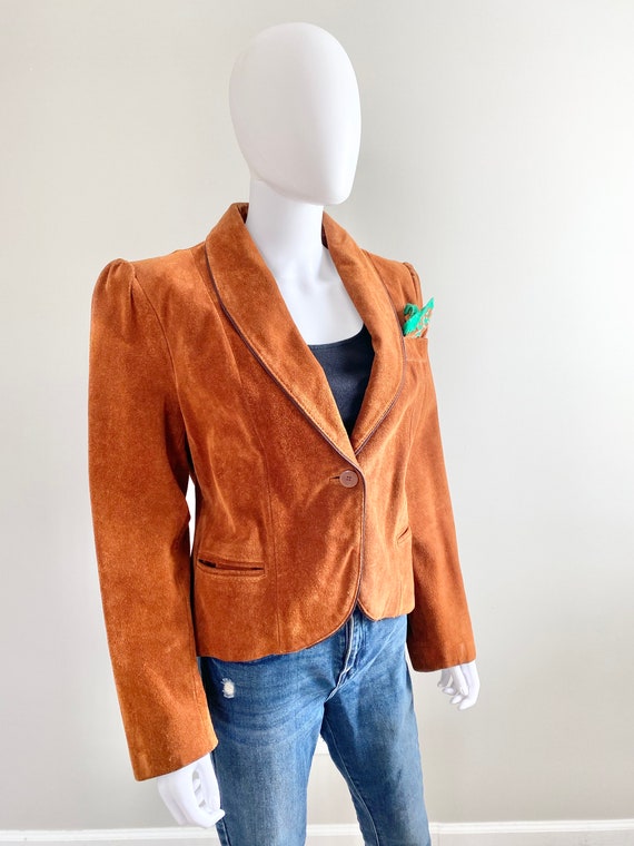 Vintage 1970s Suede Blazer / 70s leather blazer /… - image 3