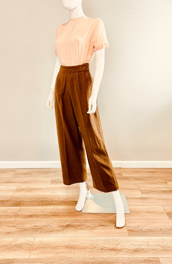 Vintage 1940s Olive Green Wool Pants / 40s WAC WW… - image 2