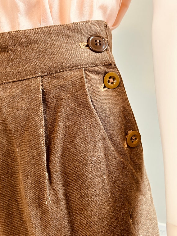 Vintage 1940s Olive Green Wool Pants / 40s WAC WW… - image 6