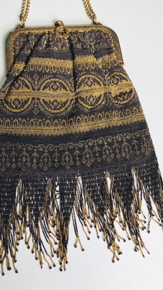 Vintage 1920's Egyptian Revival Beaded Handbag wit