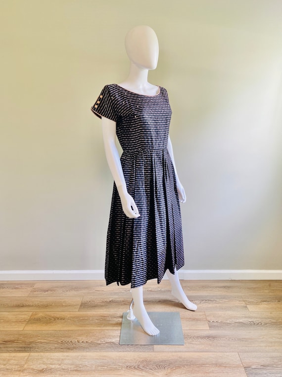 Vintage 1950s Black and Pink Fit and Flare Party … - image 2