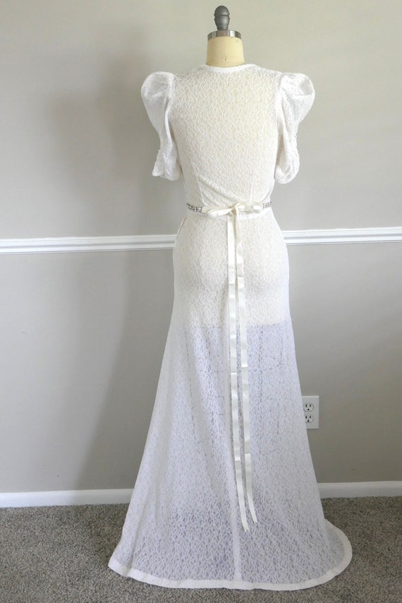 Vintage 1930s Wedding Dress / 30s white bias cut … - image 9