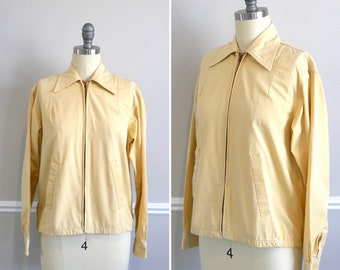 ON SALE Vintage 1930s Yellow Jacket / 40s retro coat dagger collar sportswear RARE size S M L