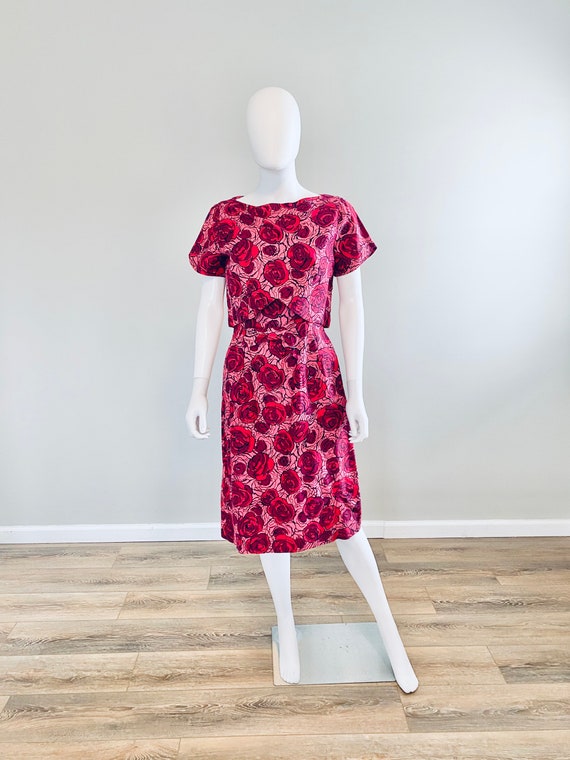 1960s Vintage Rose Print Dress / 60s floral print… - image 8