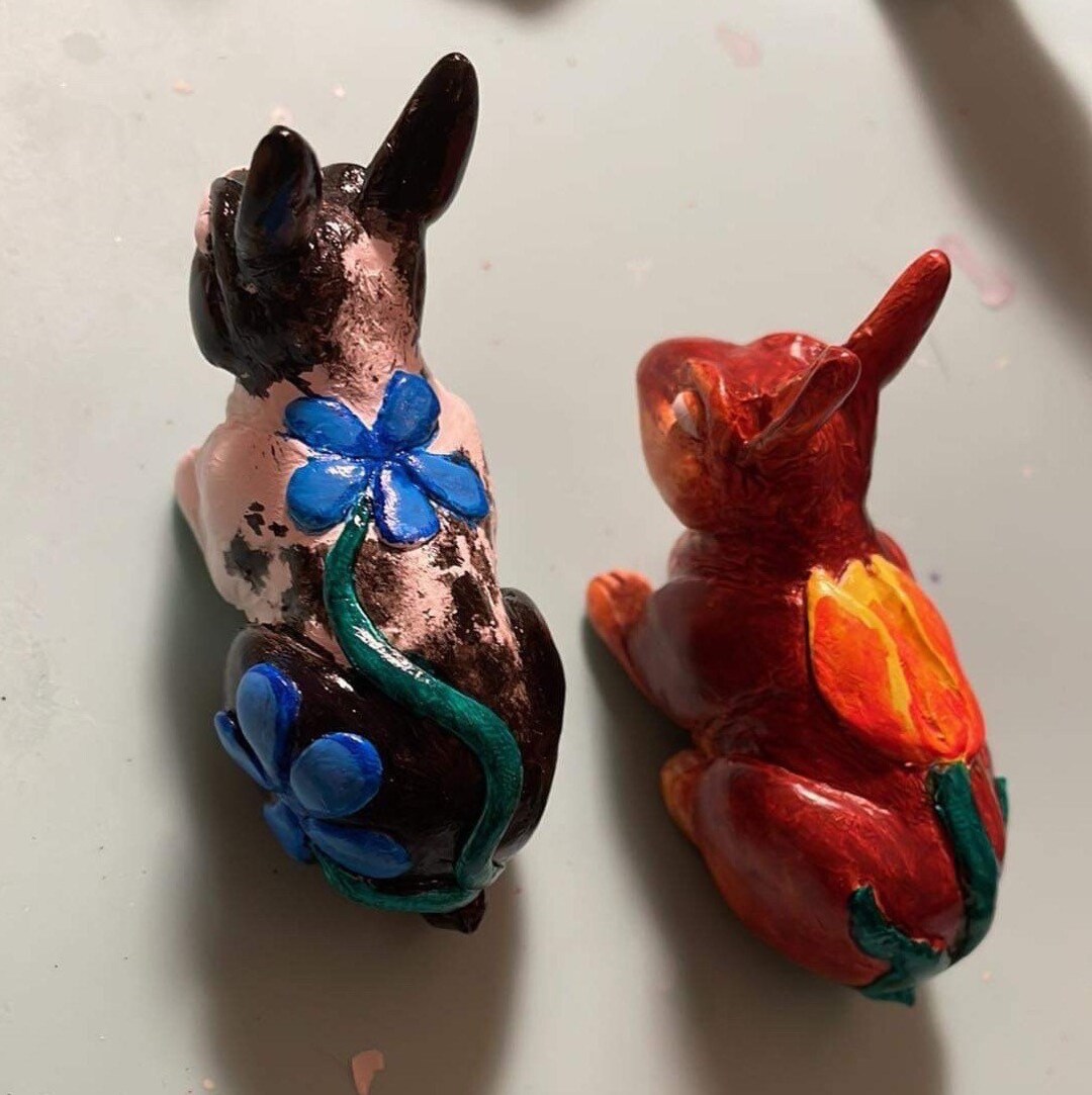 Hand Art Rabbit OOAK Hand Painted Rabbits With Sculpted Details - Etsy