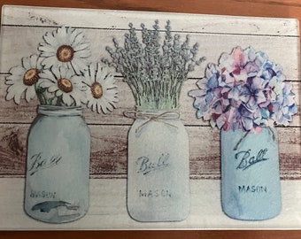 Cutting board - Mason Jars with Flowers